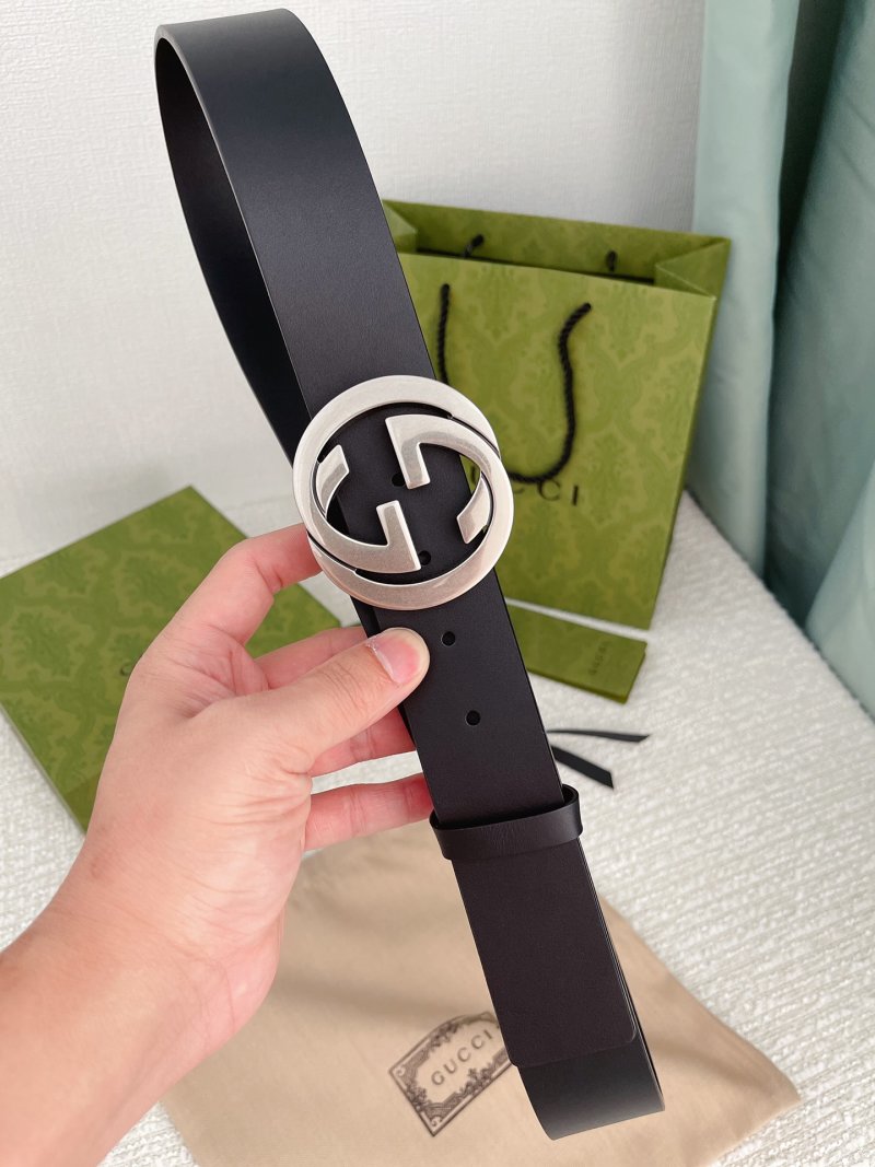 Gucci Double G Black Leather Belt 3.8cm view