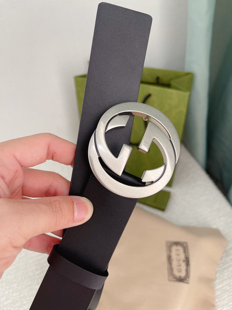 Gucci Double G Black Leather Belt 3.8cm view
