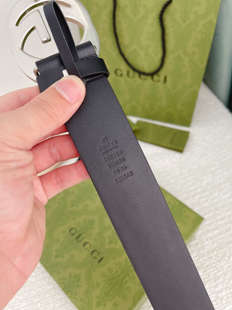 Gucci Double G Black Leather Belt 3.8cm view