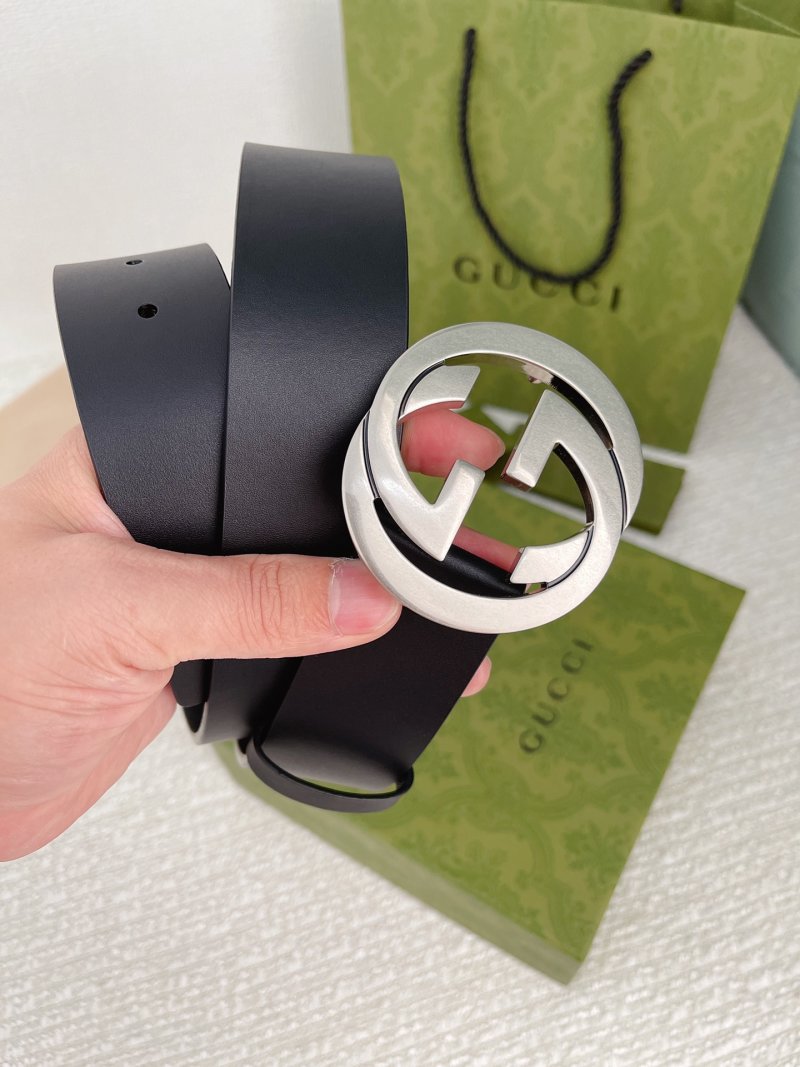 Gucci Double G Black Leather Belt 3.8cm view