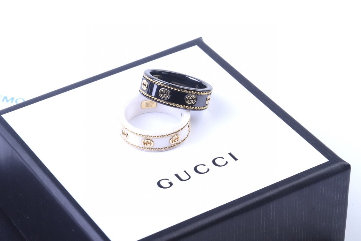 Gucci Gold Foil Ceramic Ring - Black & White view