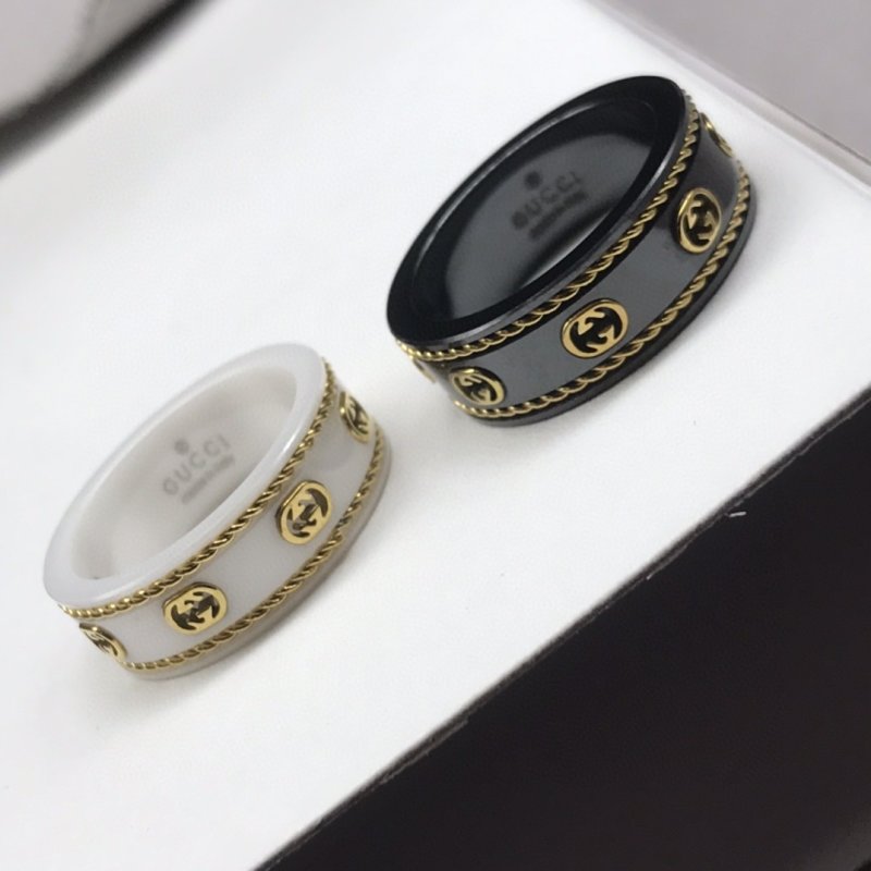 Gucci Gold Foil Ceramic Ring - Black & White view