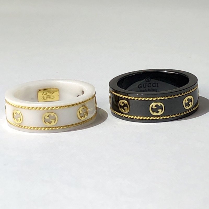 Gucci Gold Foil Ceramic Ring - Black & White view
