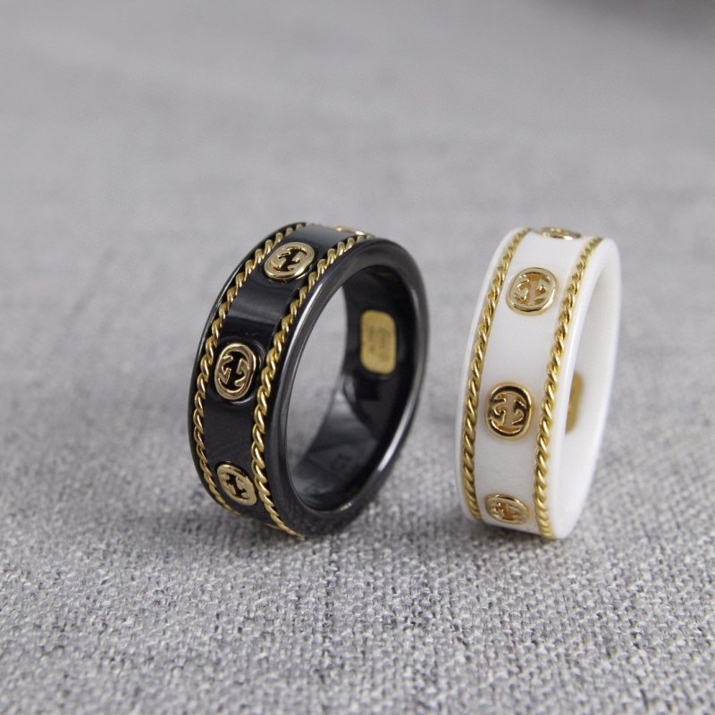 Gucci Gold Foil Ceramic Ring - Black & White view