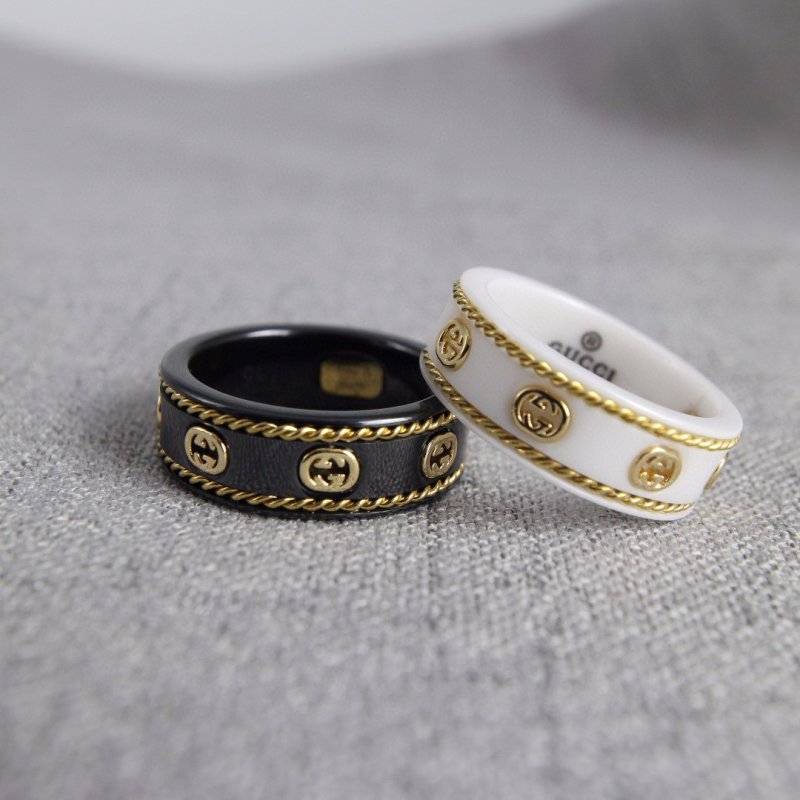 Gucci Gold Foil Ceramic Ring - Black & White view