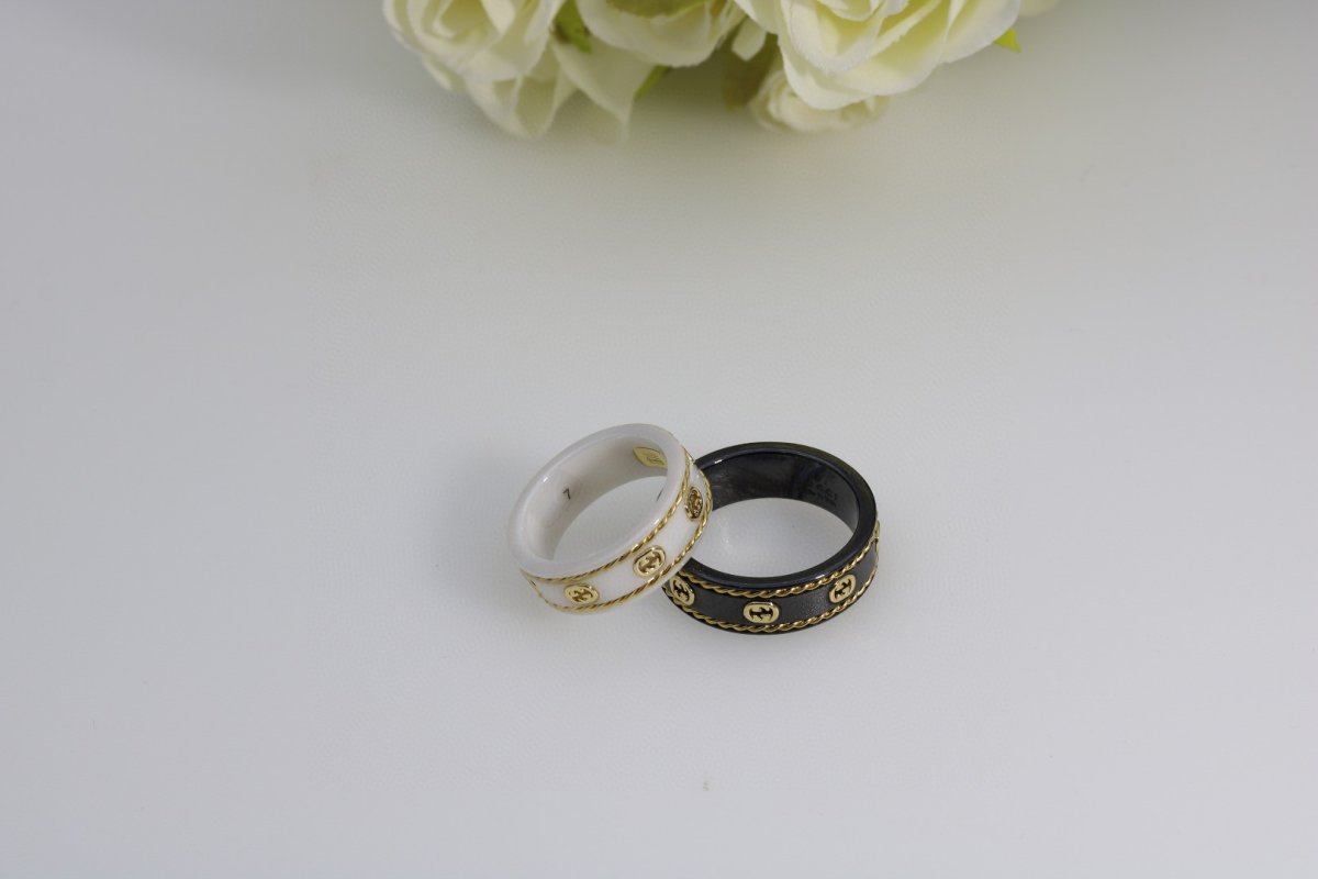 Gucci Gold Foil Ceramic Ring - Black & White view