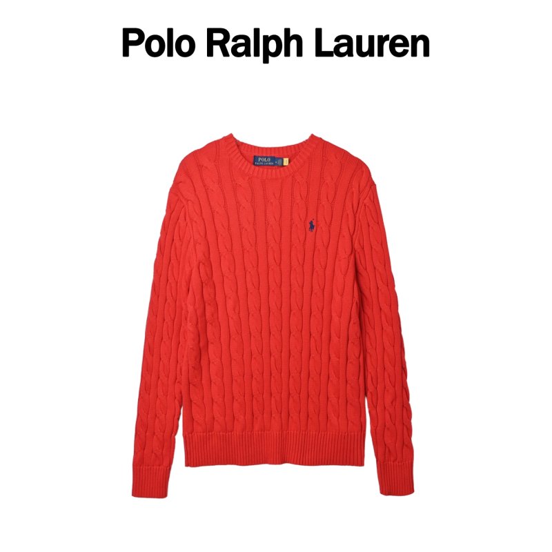Polo Ralph Lauren Red Cable Knit Crewneck Sweater