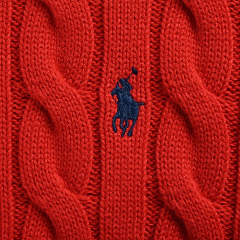 Polo Ralph Lauren Red Cable Knit Crewneck Sweater view