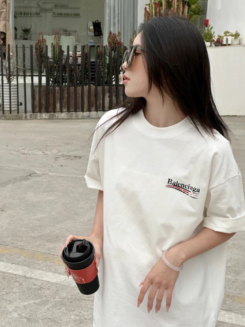 Balenciaga Logo Print Oversized White T-Shirt