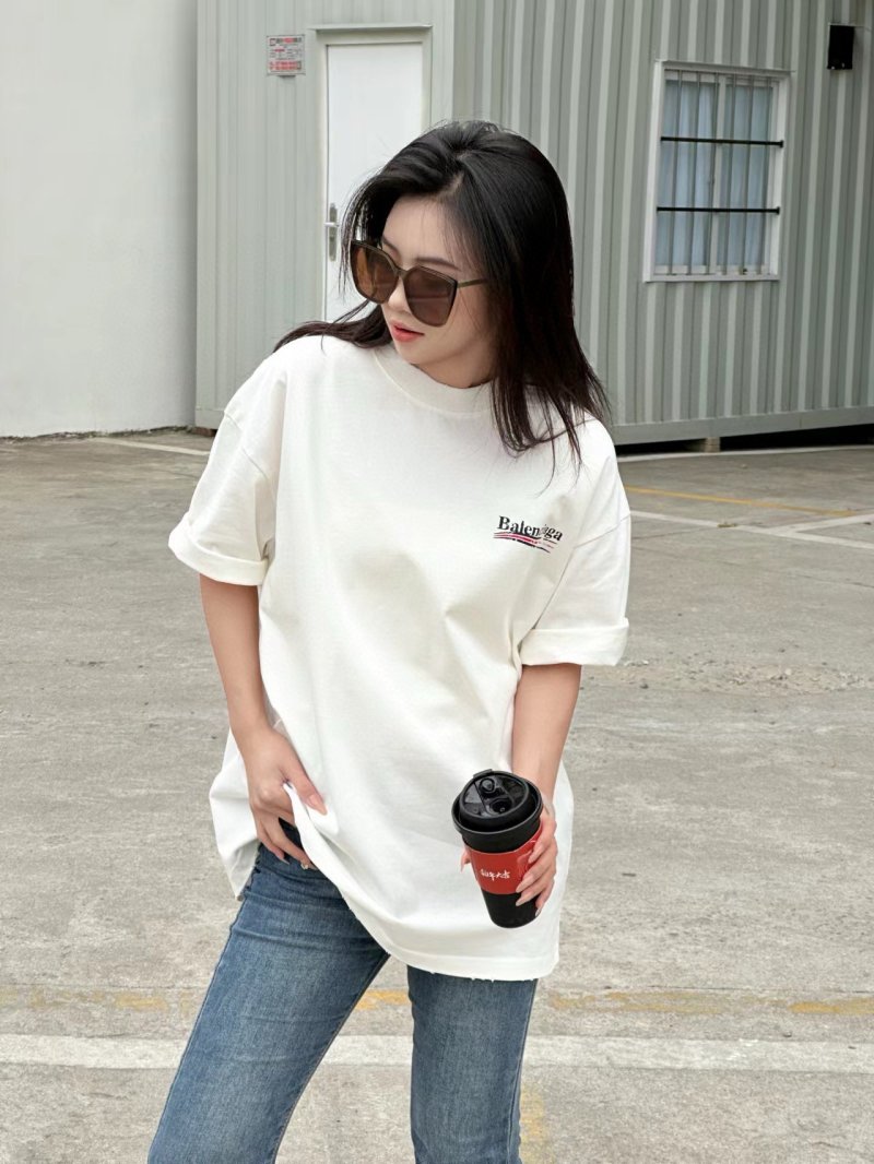 Balenciaga Logo Print Oversized White T-Shirt view