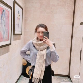 Fendi FF Monogram Tassel Long Scarf Beige view 3