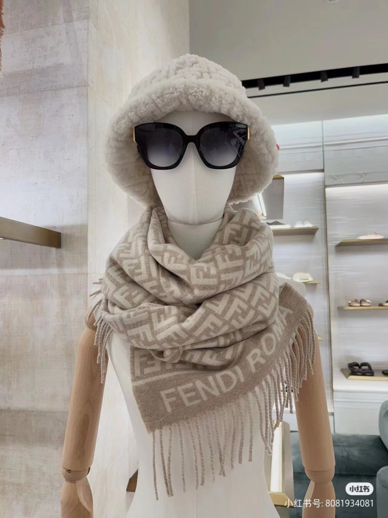 Fendi FF Monogram Tassel Long Scarf Beige view