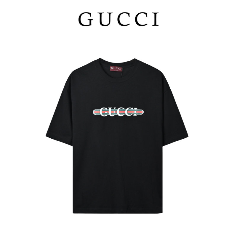 Gucci Logo Embroidered Black T-Shirt view