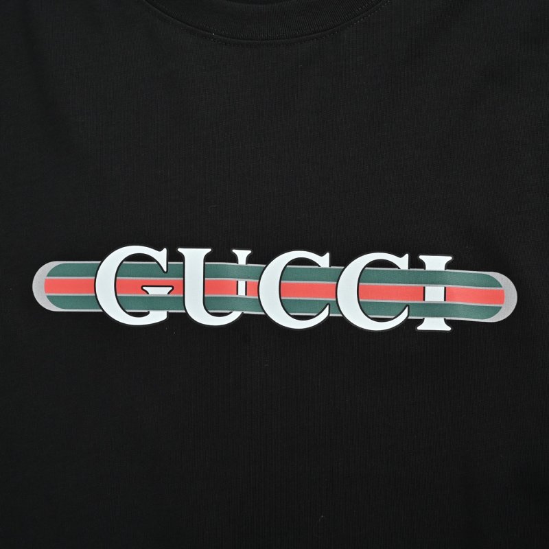 Gucci Logo Embroidered Black T-Shirt view