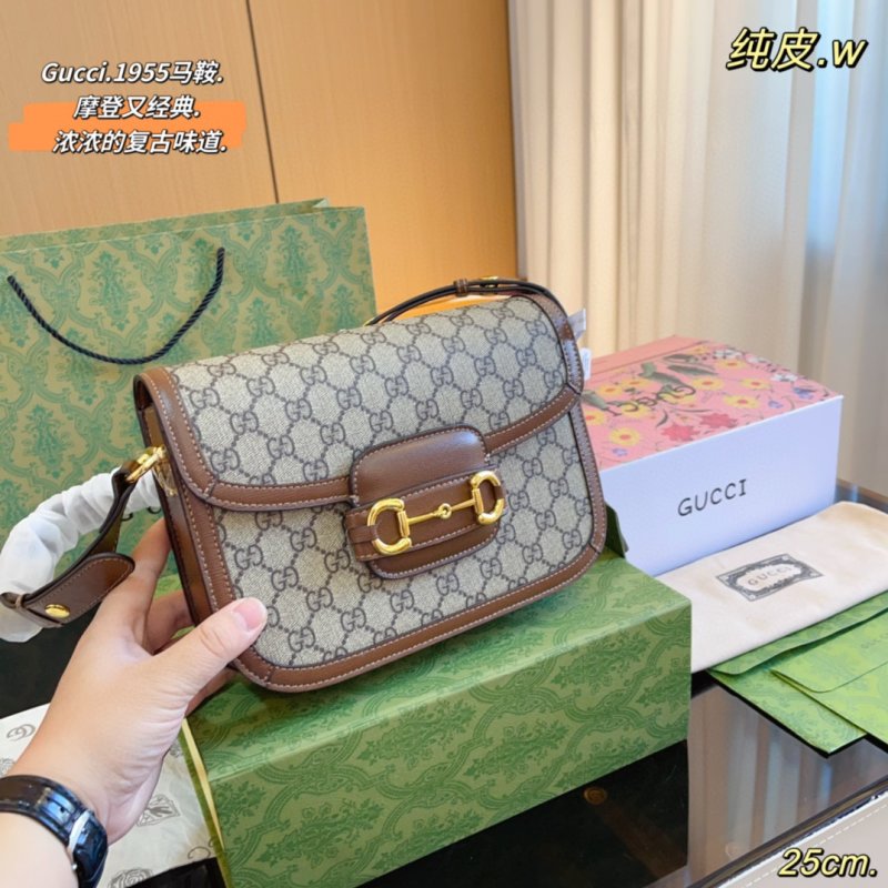 Gucci 1955 Horsebit Shoulder Bag Brown Monogram Canvas view