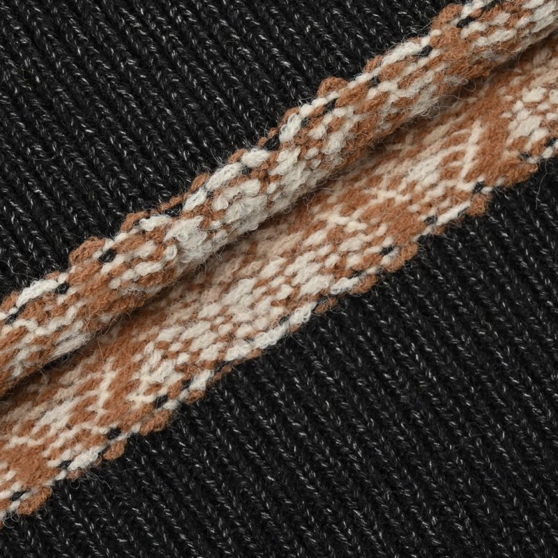 Fair Isle Jacquard Knit Cardigan - Green & Brown view
