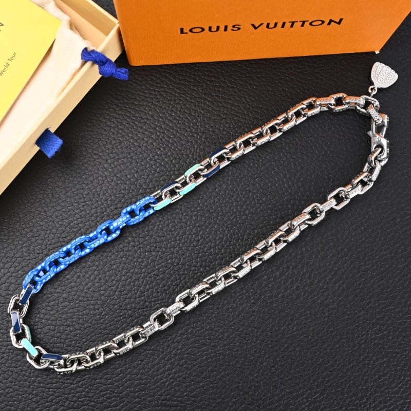 Louis Vuitton LV Chain Blue White Block Necklace