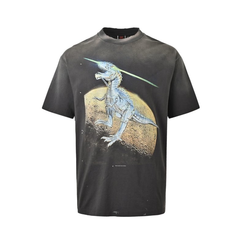 Charcoal Oversized Graphic T-Shirt with Gold & Blue Eagle Print view
