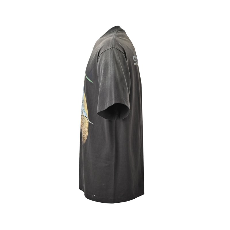 Charcoal Oversized Graphic T-Shirt with Gold & Blue Eagle Print view