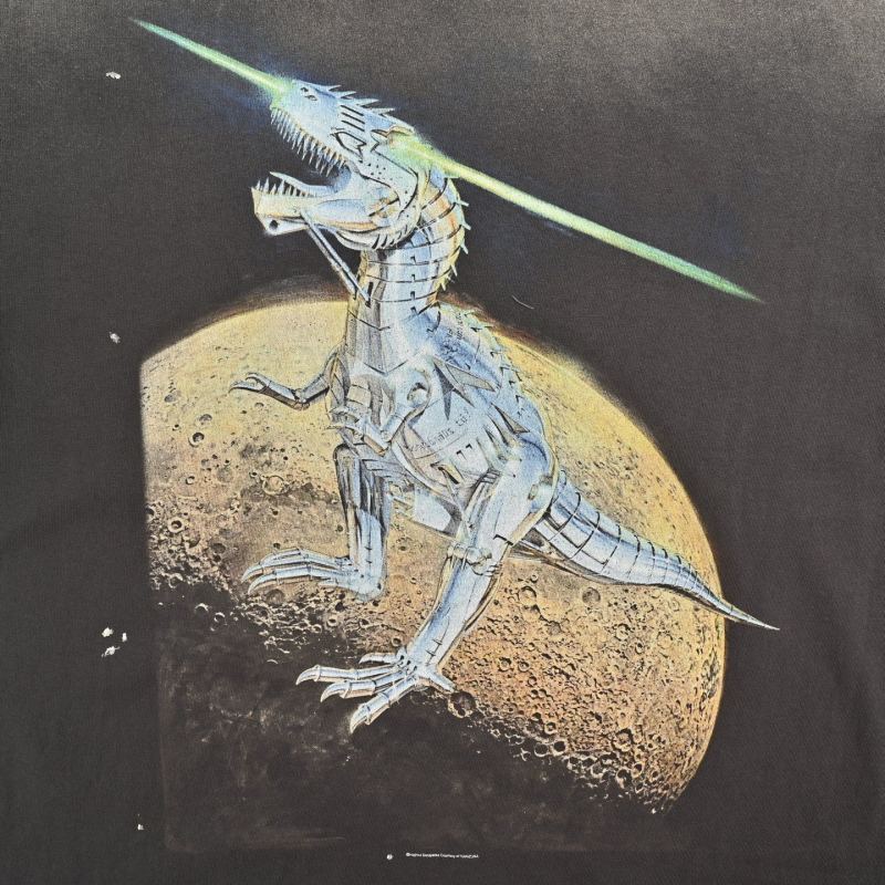 Charcoal Oversized Graphic T-Shirt with Gold & Blue Eagle Print view