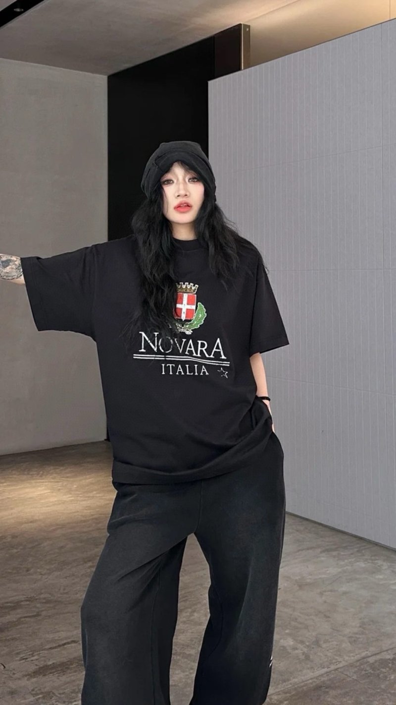 Novara Italia Crest Black Short Sleeve T-Shirt view