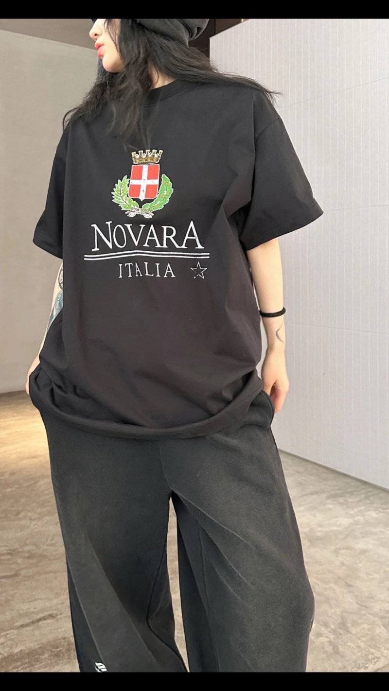 Novara Italia Crest Black Short Sleeve T-Shirt view