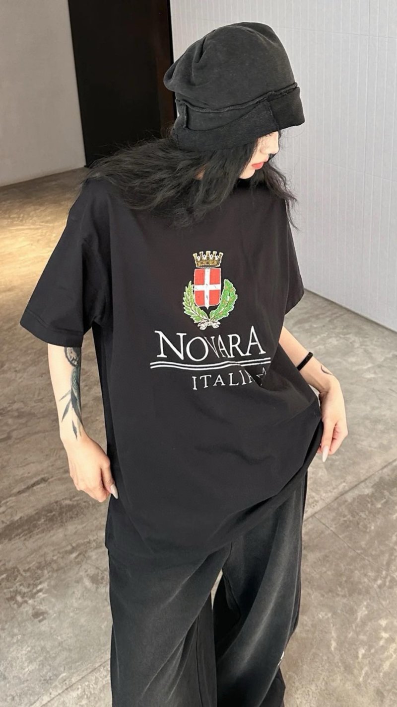 Novara Italia Crest Black Short Sleeve T-Shirt view