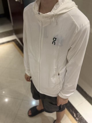 On White Lightweight Windbreaker Jacket view 2