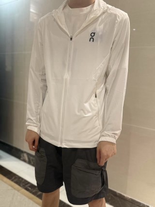On White Lightweight Windbreaker Jacket view 3