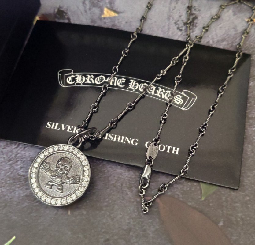 Chrome Hearts Black Skull Pendant Necklace with Chain view