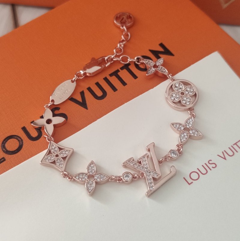 Louis Vuitton Rose Gold Monogram Flower Charm Bracelet