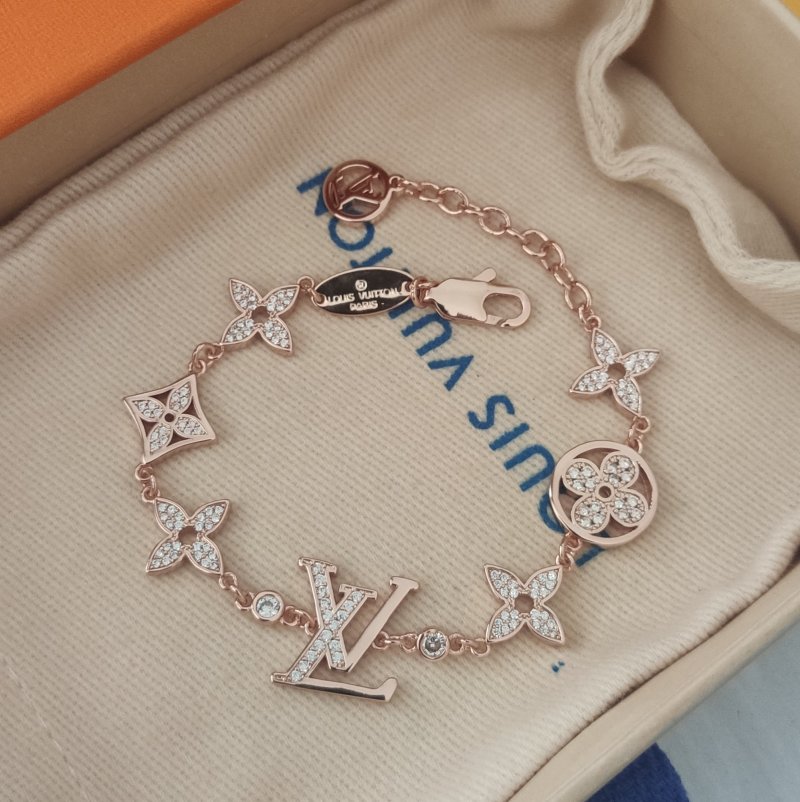 Louis Vuitton Rose Gold Monogram Flower Charm Bracelet view
