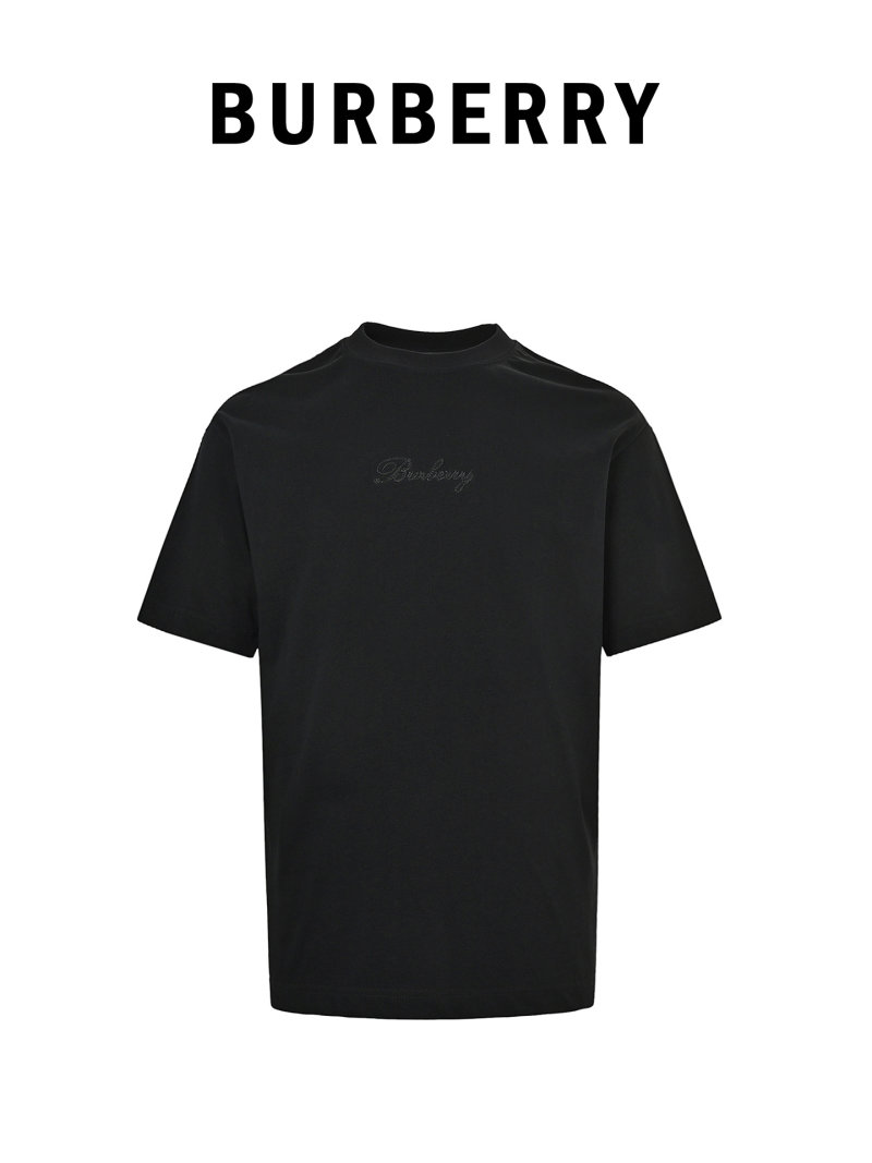 Burberry Black Logo Embroidered T-Shirt view