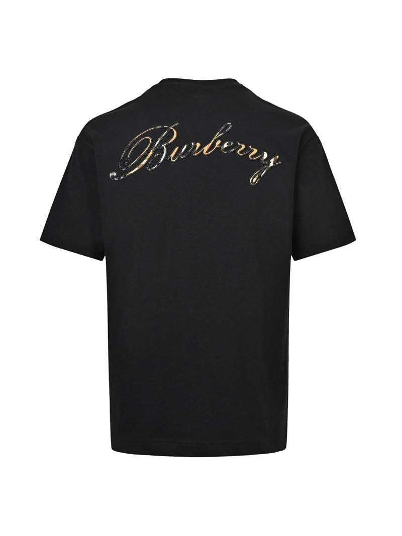Burberry Black Logo Embroidered T-Shirt view