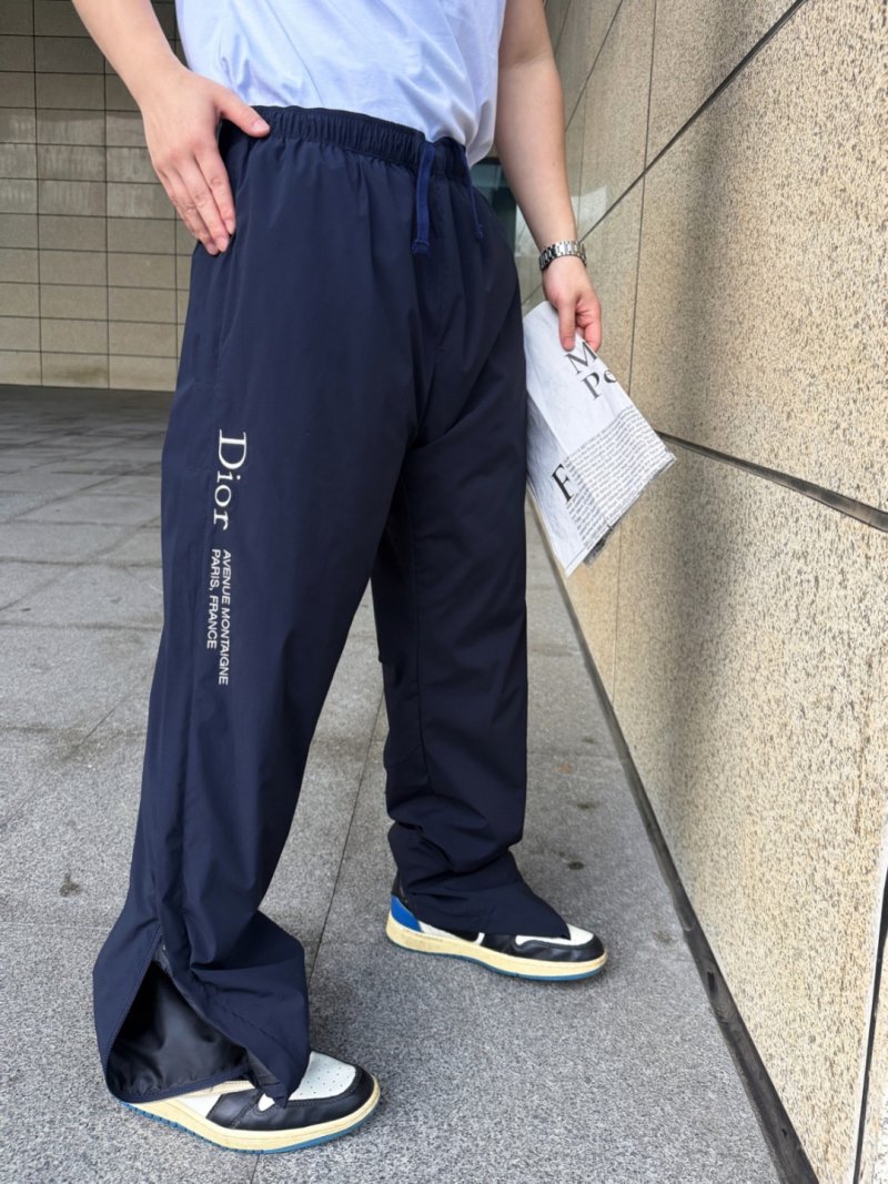 Dior Homme Navy Baggy Track Pants with Side Logo