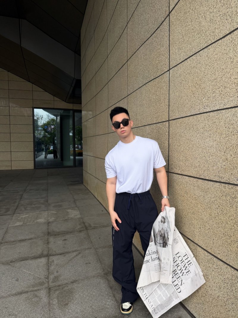 Dior Homme Navy Baggy Track Pants with Side Logo view