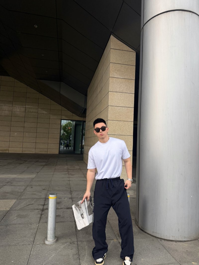 Dior Homme Navy Baggy Track Pants with Side Logo view