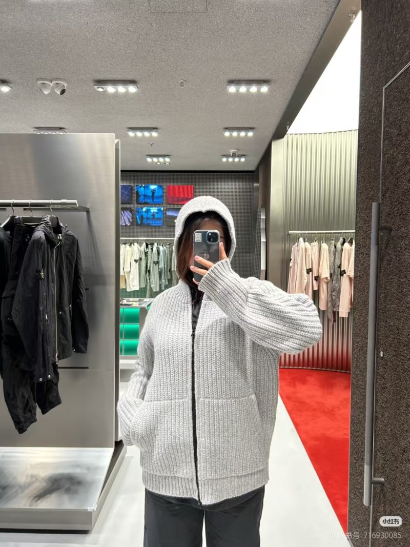 Oversized Ribbed Knit Cardigan Jacket Grey view