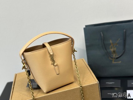 YSL Mini Bucket Bag Cream Leather