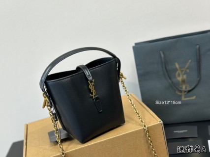 YSL Mini Bucket Bag Cream Leather view 5