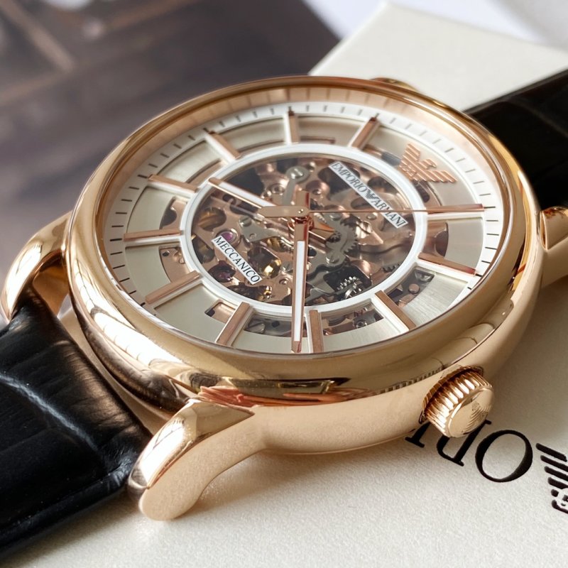 Emporio Armani AR60007 Rose Gold Skeleton Automatic Watch view