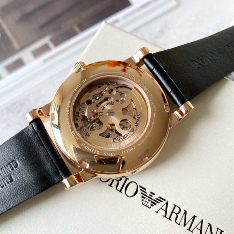 Emporio Armani AR60007 Rose Gold Skeleton Automatic Watch view