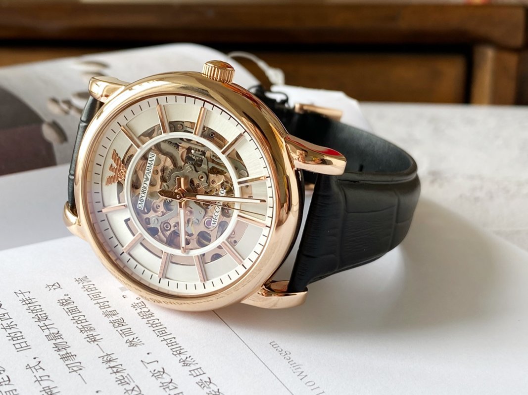 Emporio Armani AR60007 Rose Gold Skeleton Automatic Watch view