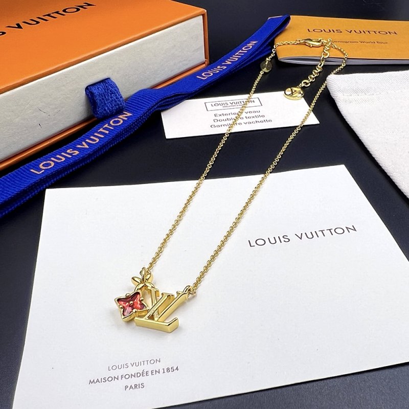 Louis Vuitton LV Monogram Floral Gold Pendant Necklace view