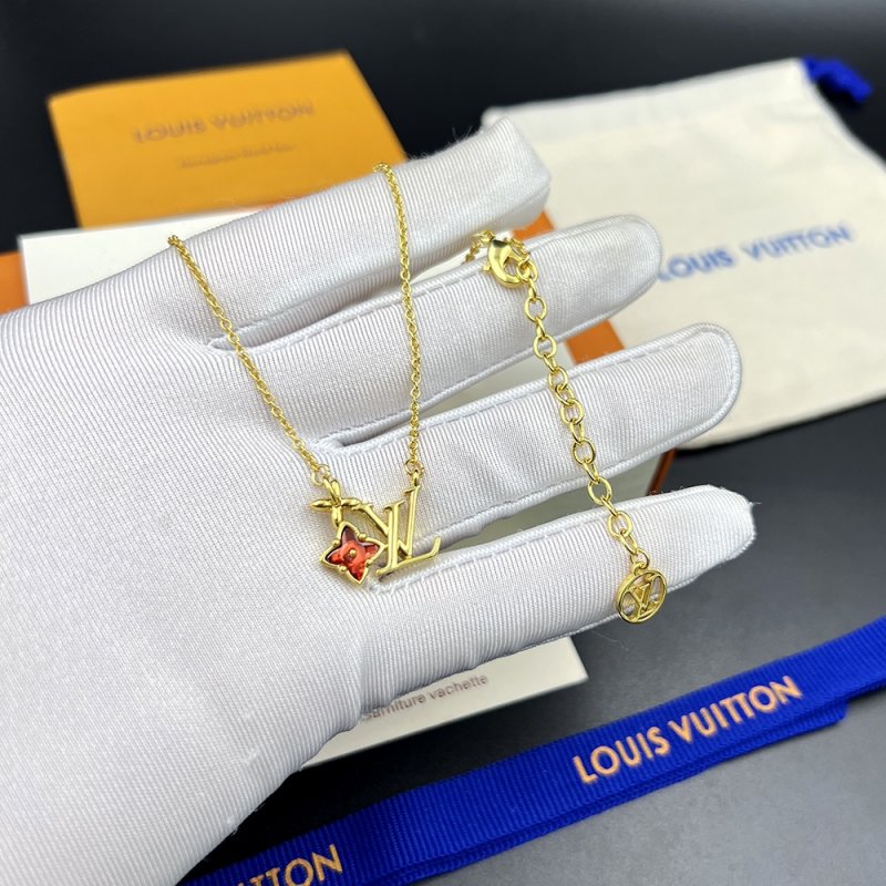 Louis Vuitton LV Monogram Floral Gold Pendant Necklace view