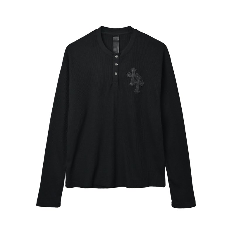 Chrome Hearts Black Cross Long Sleeve Henley T-Shirt view