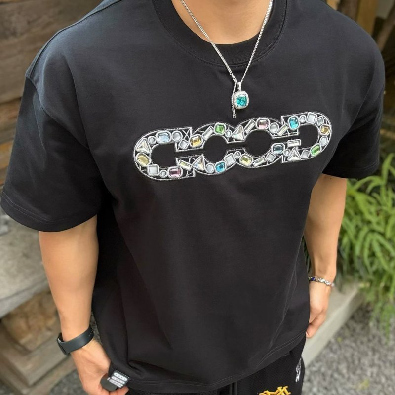 Black Luxury Gem Chain Graphic T-Shirt