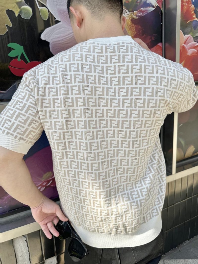 Fendi FF Monogram Knit T-Shirt Cream view