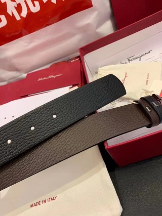 Ferragamo Gancini Black & Brown Leather Belt 3.5cm view 3