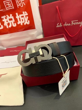 Ferragamo Gancini Black & Brown Leather Belt 3.5cm view 9